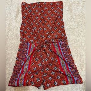 Red patterned romper